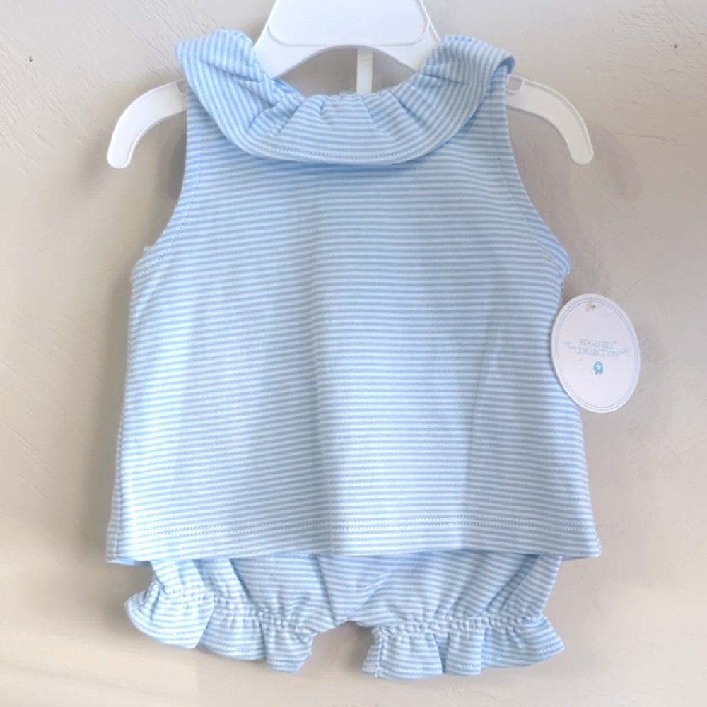 Edgehill Collection 2 Piece Blue and White Stripes Top and Diaper Covers.
